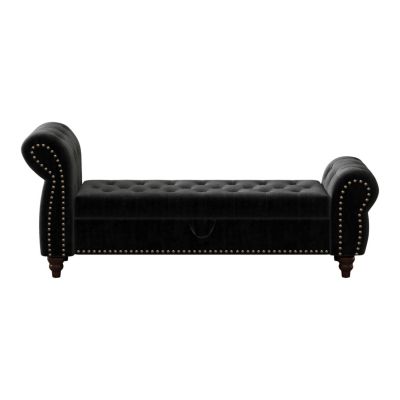 Tufted Lounge Chaise with Storage, 64.5