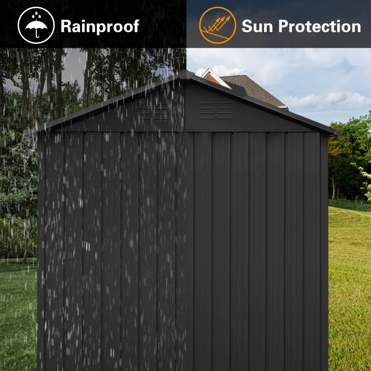 Streamdale Furniture Metal garden sheds 6ftx8ft outdoor storage shedswith window - Black