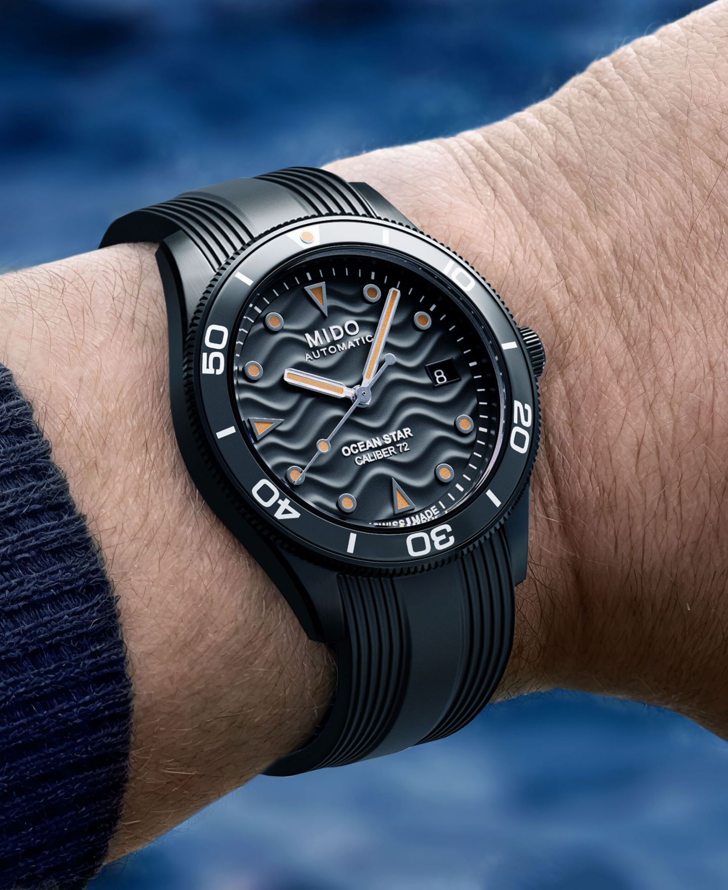 Мужские часы Mido Swiss Automatic Ocean Star Captain Black Rubber Strap Watch 39mm — фото 3
