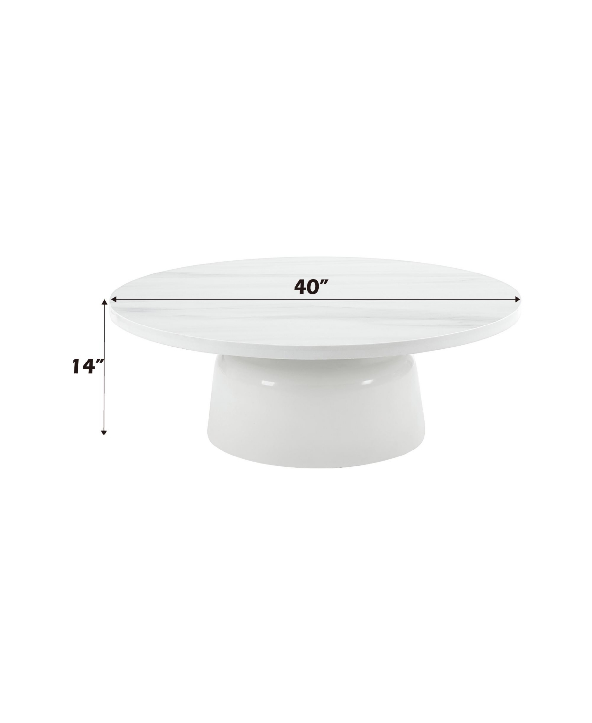 Streamdale Furniture Zaid Coffee Table, Engineering Marble &High Gloss Finish - White