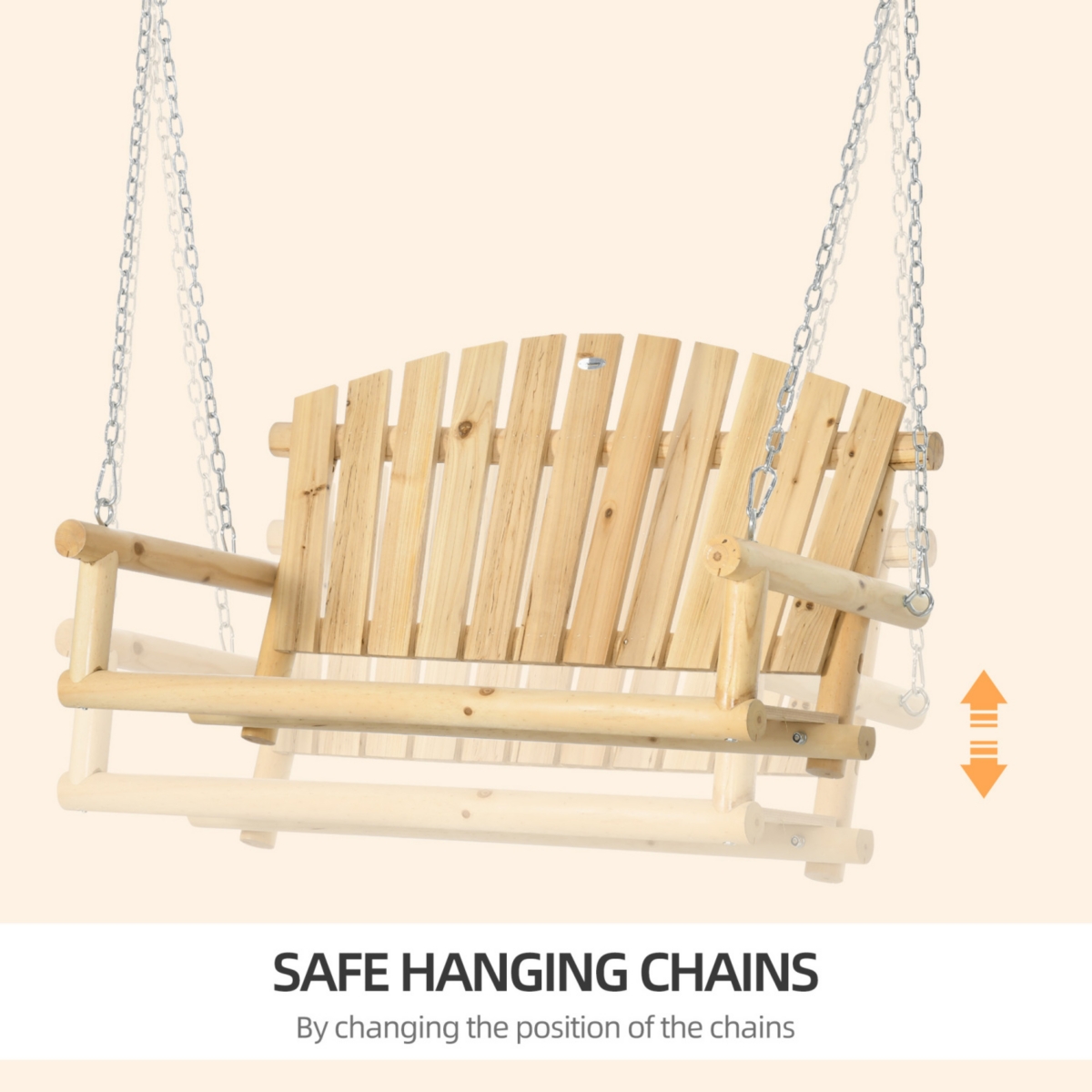 Streamdale Furniture 2-Seater Porch Swing, Hanging Outdoor Swing Bench with Metal Chains for Deck, Patio, Garden, Backyard