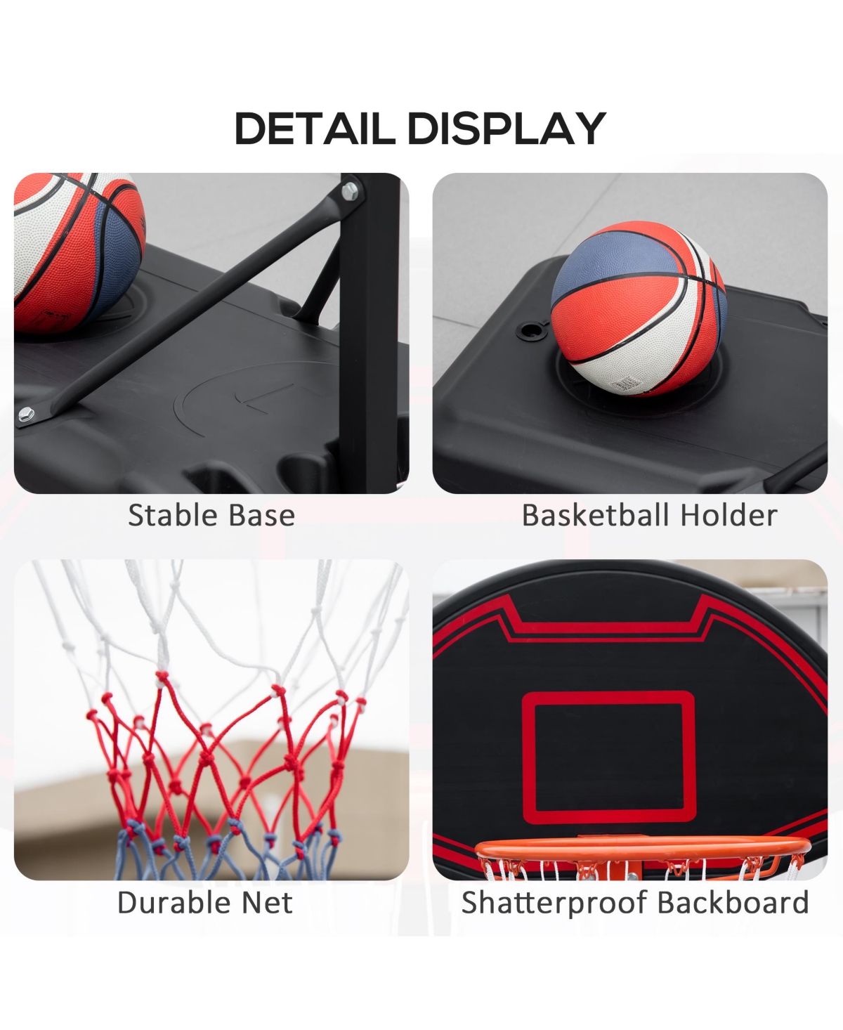 Streamdale Furniture Portable Basketball Hoop Stand, 5.1-6.9ft Height-Adjustable Basketball System with 29'' Backboard and Wheels for Indoor and Outdo