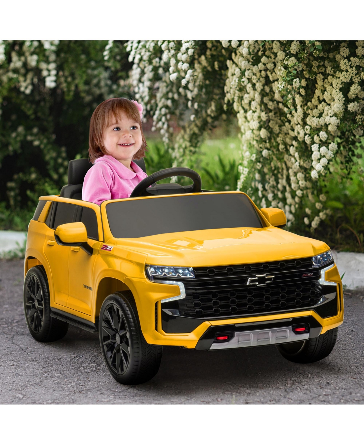 Streamdale Furniture Chevrolet Tahoe Licensed Kids Ride on Car, 12V Battery Powered Kids Electric Car with Remote Control, 4-wheeler Suspension, Music