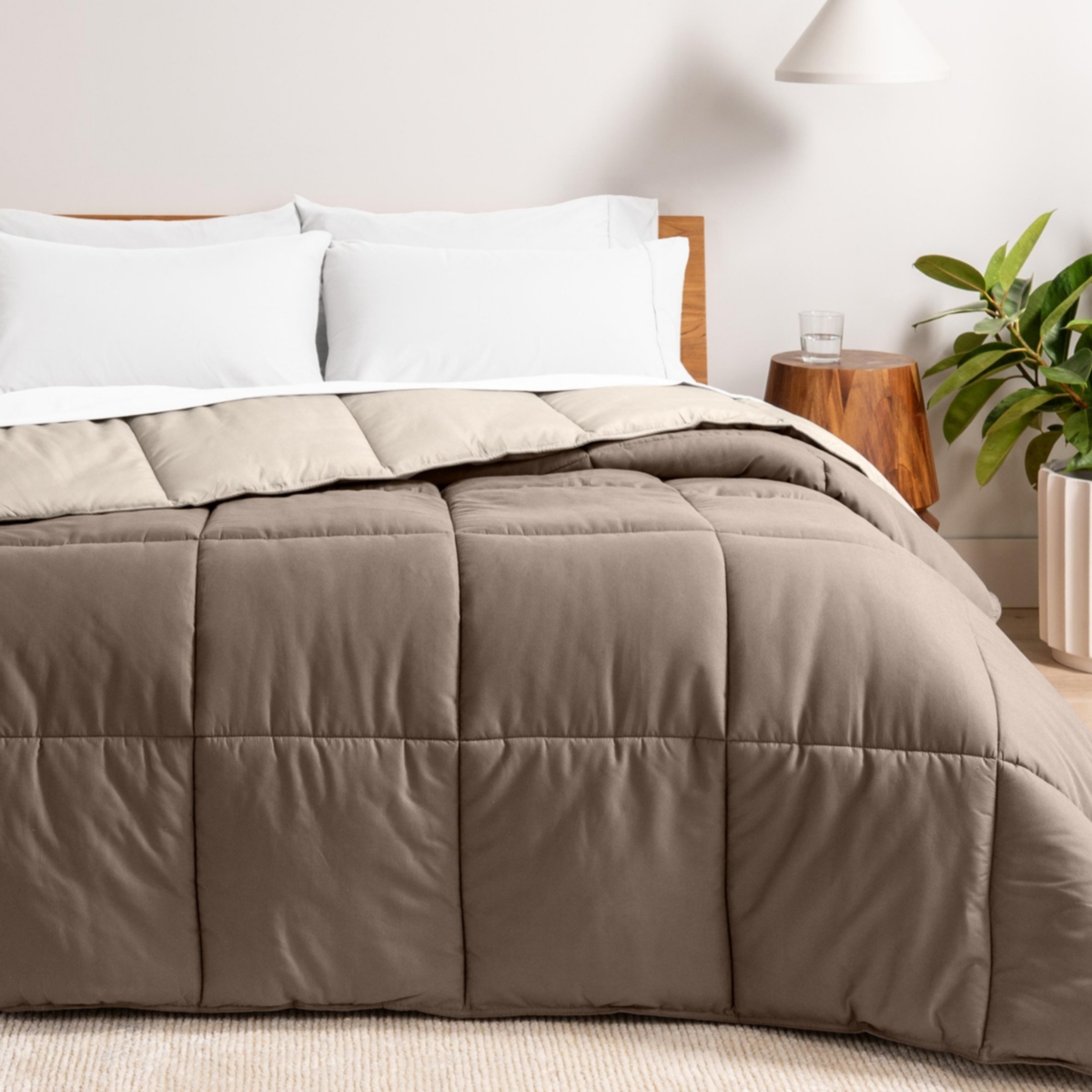 Bare Home Reversible Down Alternative Comforter Xl - Taupe - sand
