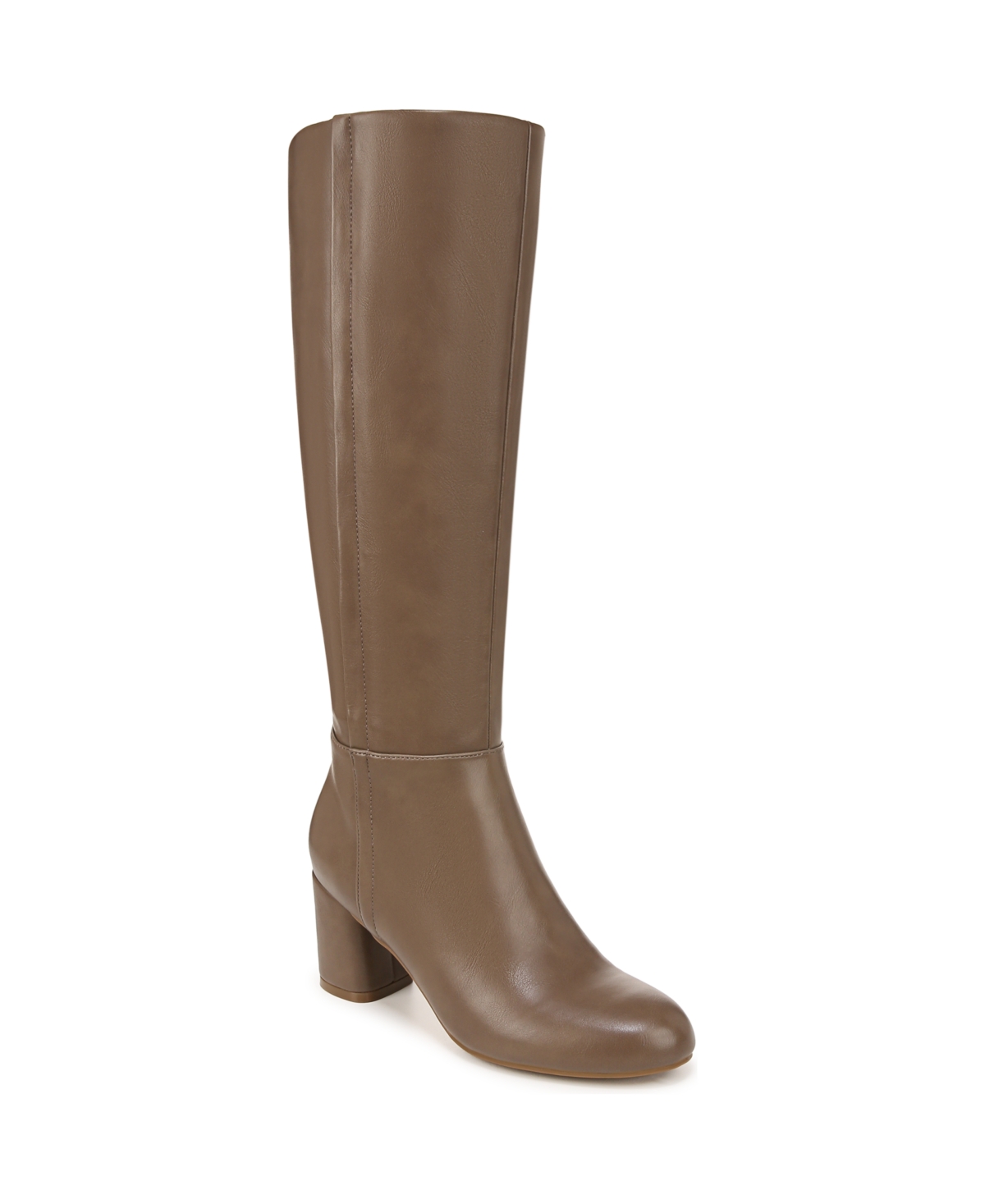 Naturalizer Loving Knee High Block Heel Dress Boots In Dark Taupe Faux Leather