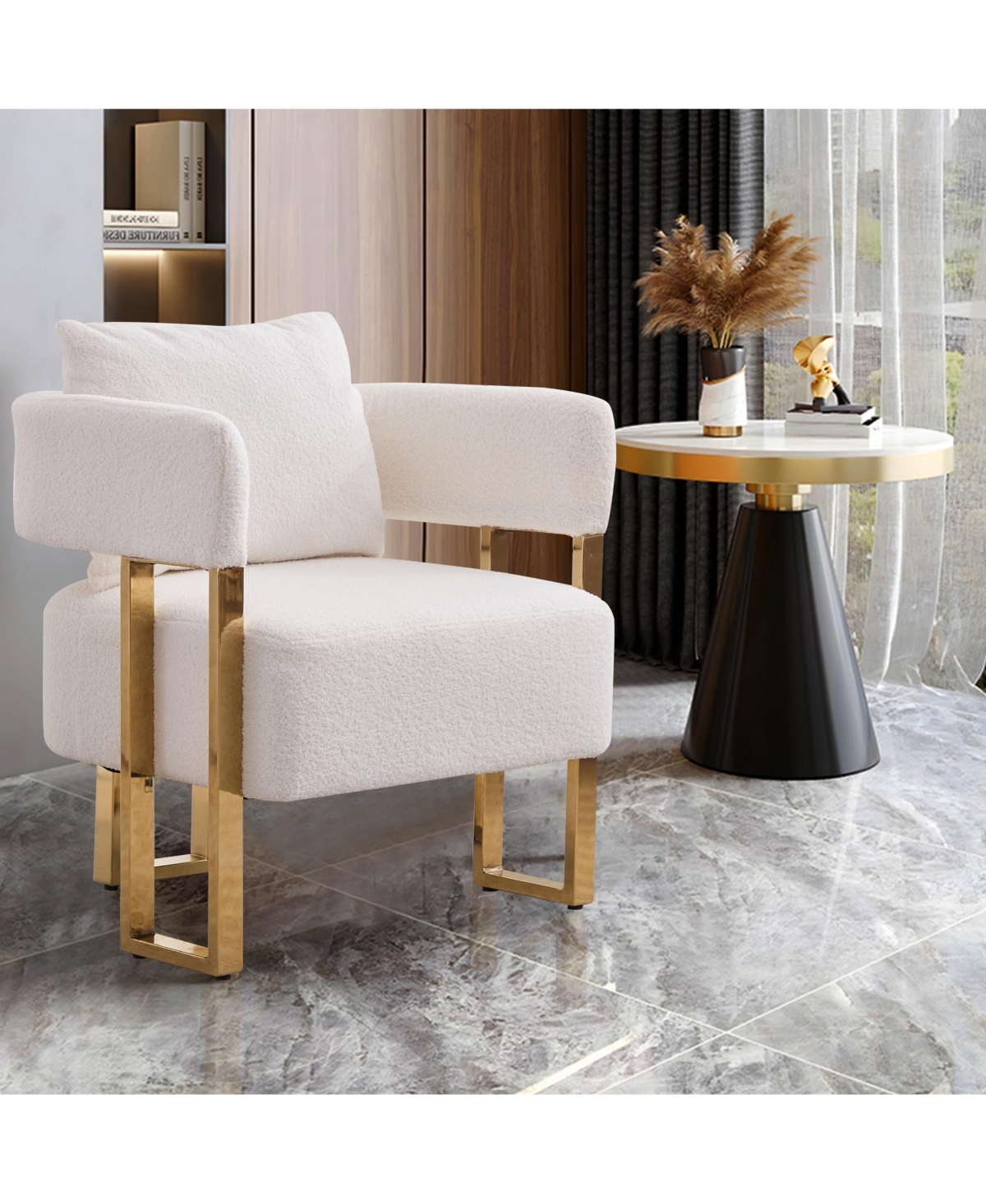 Streamdale Furniture Cozy Teddy Fleece Sofa: Comfort and Style for Every Space - White+gold