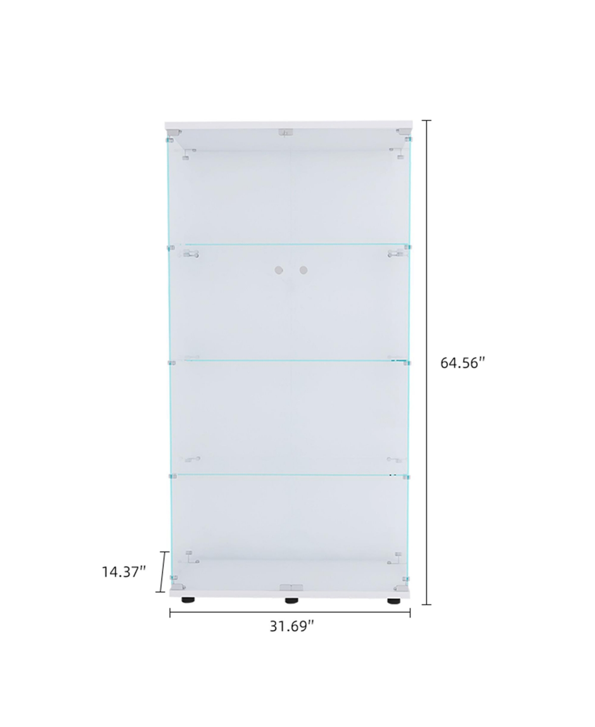 Slickblue Two Door Glass Cabinet Glass Display Cabinet with 4 Shelves
