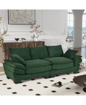 Curved Sofa with Pillows, 85.4" Corduroy Couch