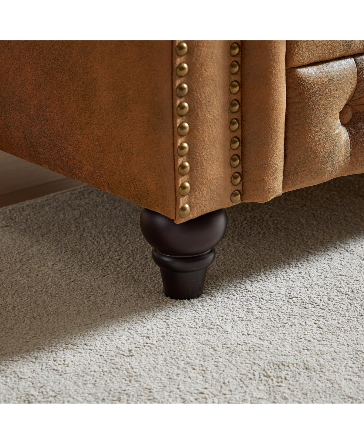 Streamdale Furniture 63.5" Contemporary Design chesterfield sofa, Tech Fabric Button Design Living Room Sectional, Button Tufted with Nail Design Arms