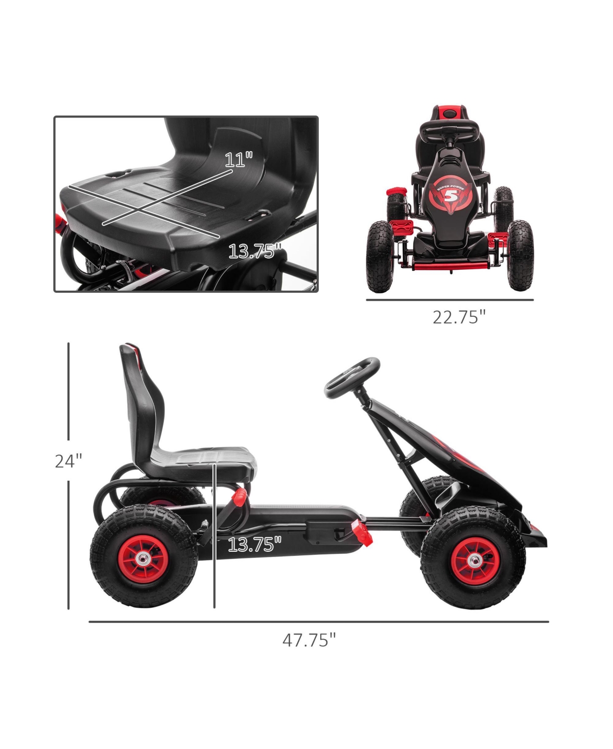 Streamdale Furniture Kids Pedal Go Kart Ride-on Toy with Ergonomic Comfort, Pedal Car with Tough, Wear-Resistant Tread, Go Cart Kids Car for Boys & Gi