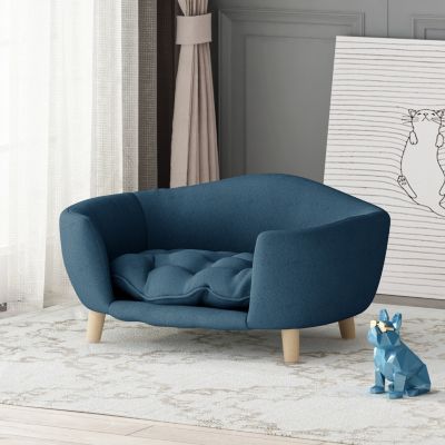 Mid-Century Dog Bed with Birch, Tufted Cushion