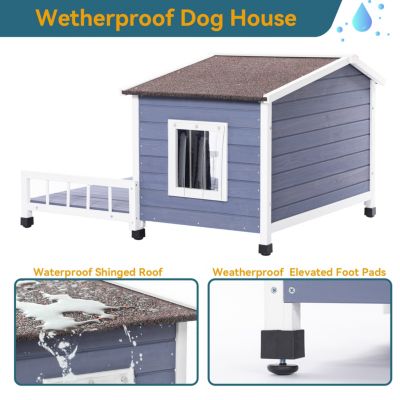 Streamdale Large Wooden Dog House with Terrace and Waterproof Roof