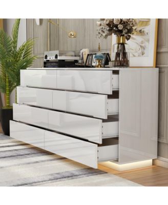 8-Drawer Wood LED Storage Organizer Chest of Drawers