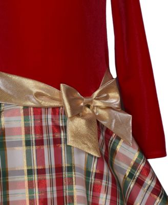Bonnie Jean Toddler Girls Velvet Plaid Hipster Dress - Macy's