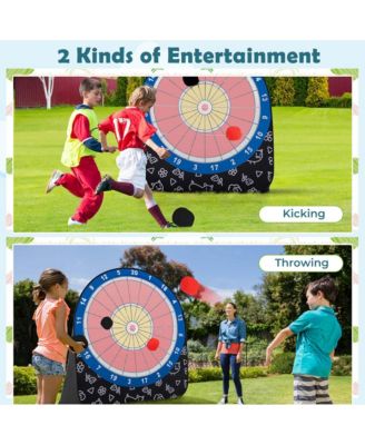 Large Dart Board for Kids with 4 Kick Balls, Carrying Bag Giant Outdoor Kick
