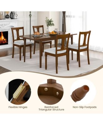 Set of 4 Upholstered Wooden Dining Chair w/ Seat Storage Space Brown