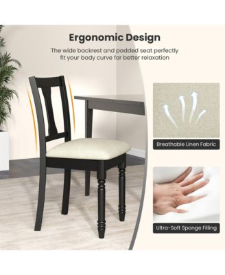 Set of 4 Upholstered Wooden Dining Chair w/ Seat Storage Space Brown