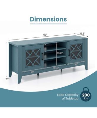 TV Stand for TVs up to 65" with 3-Position Adjustable Shelves Tempered Glass Doors