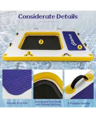 8 ft x 8 ft Inflatable Floating Dock with Mesh Swim Lounge Removable Insert