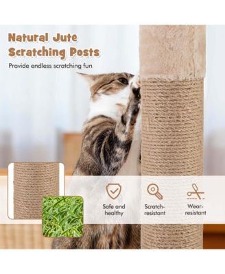 65" Cattail Cat Tower with Jute Scratching Posts Perch Basket Bed Dangling Balls