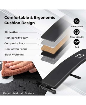 Adjustable Decline Sit Up Bench for Exercise with High Density Foam Cushioned Seat