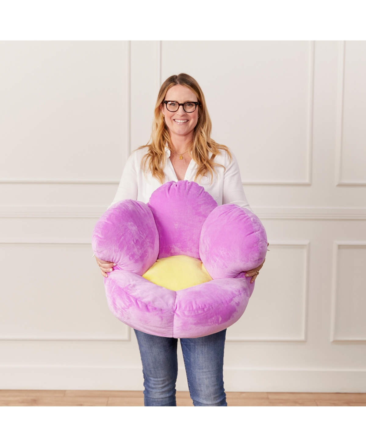 ECR4Kids SoftZone Flower Cozy Cushion,- Bright purple