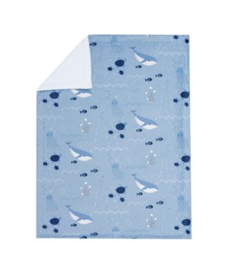 Bubbles & Squirt Blue Ocean/Aquatic Whale Soft Fleece Baby Blanket