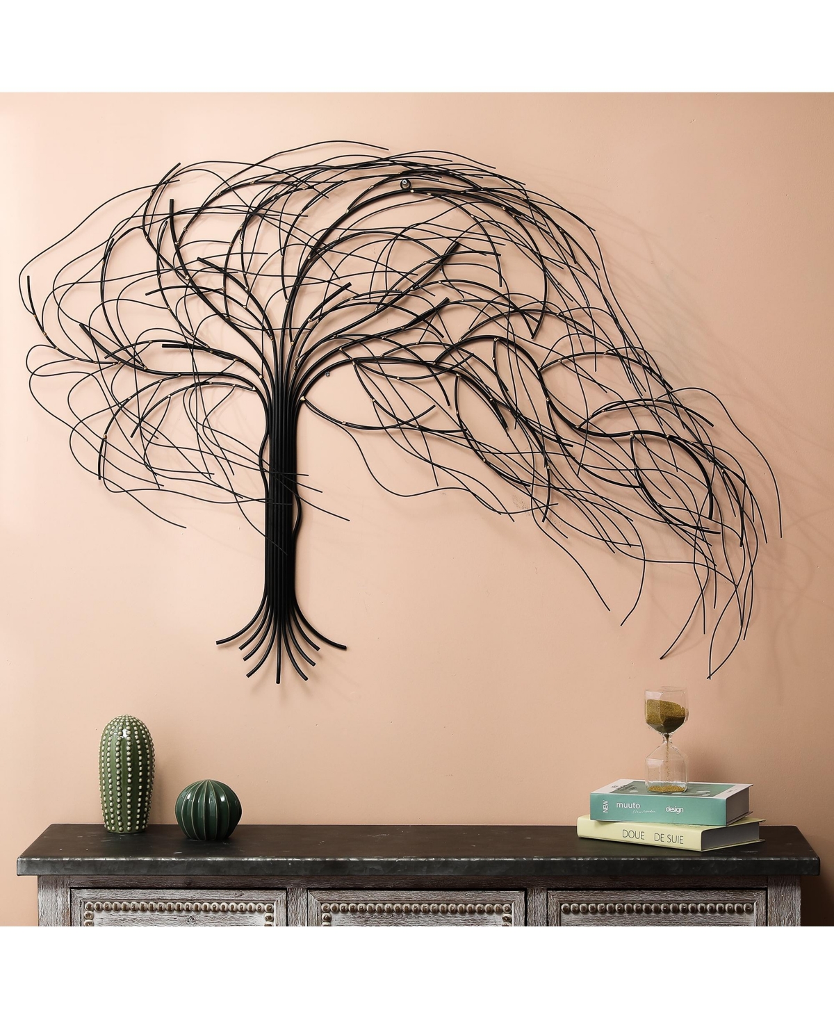 LuxenHomeMetal Windy Tree Wall Decor - Black