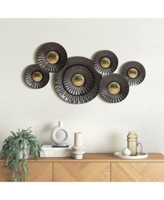 41.3-In Wide Brown and Gold Metal Abstract Flower Wall Decor