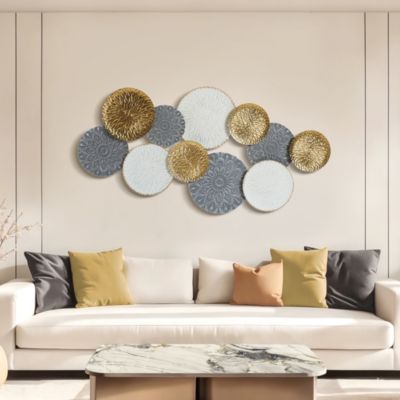 48-In Wide Connected Circles Metal Wall Decor Sculpture