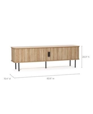 1 PC MDF Wood Modern TV Stand with Storage and Slatted Sliding Doors for TVs Up to 65" TV Stand