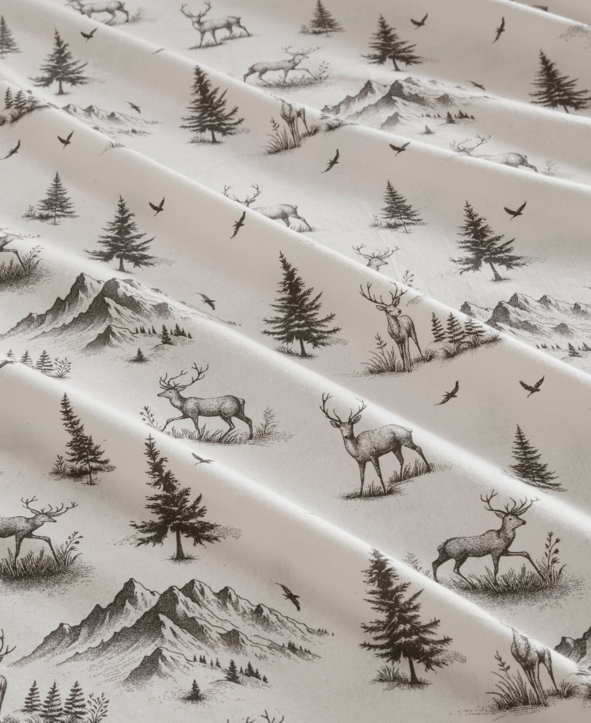 Woolrich Printed Flannel 4-pc. Sheet Set, California King In Gray Deer Toile