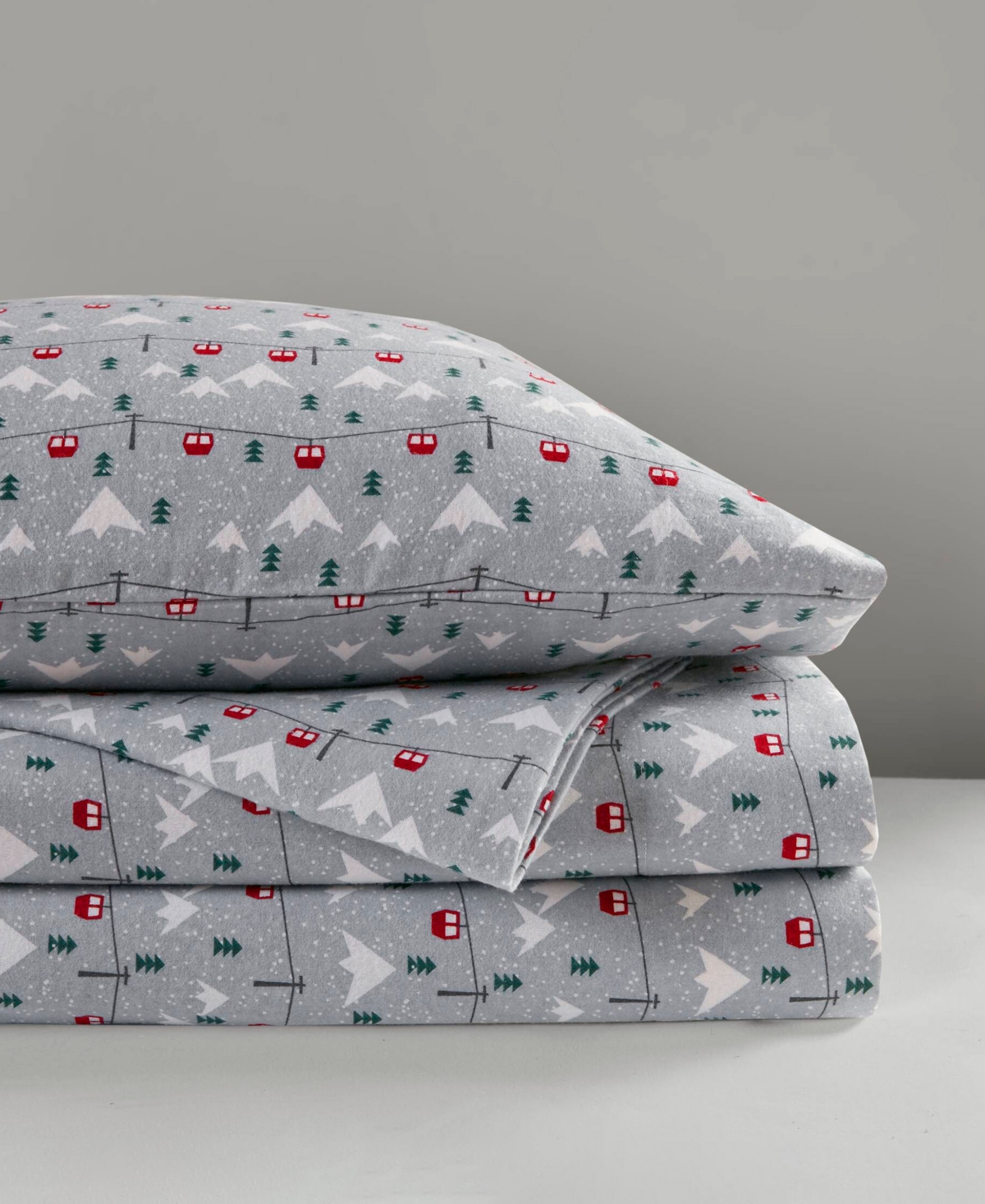 Woolrich Printed Flannel 4-pc. Sheet Set, California King In Grey Ski Jump