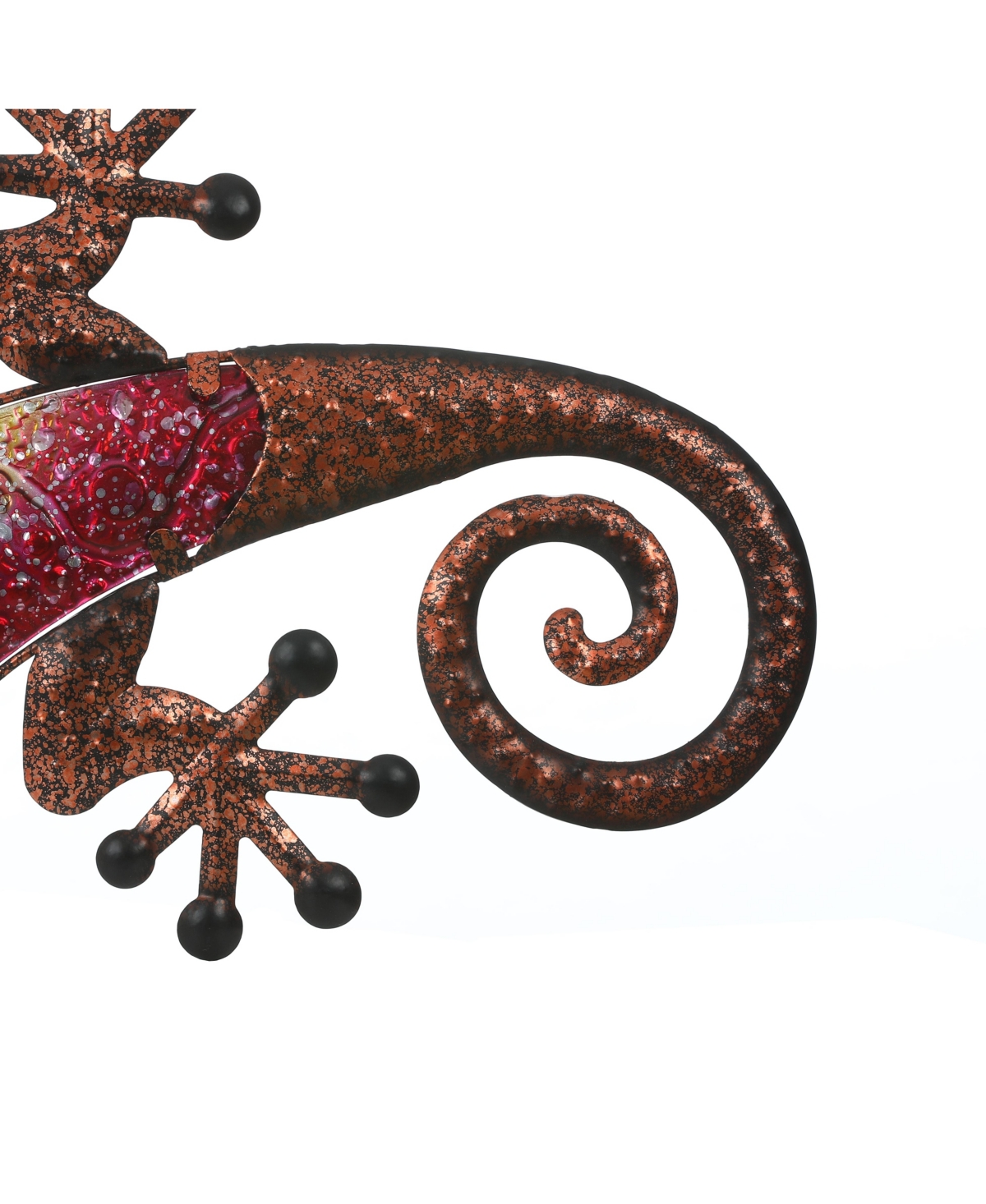 LuxenHome 24-InchGecko Lizard Metal and Glass Outdoor Wall Decor - Pink