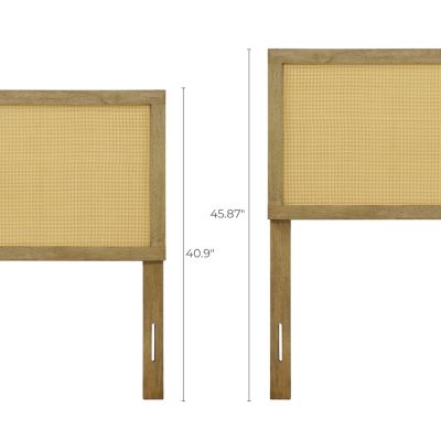 Natural Finish Rubberwood with Rattan Panel Headboard, Queen