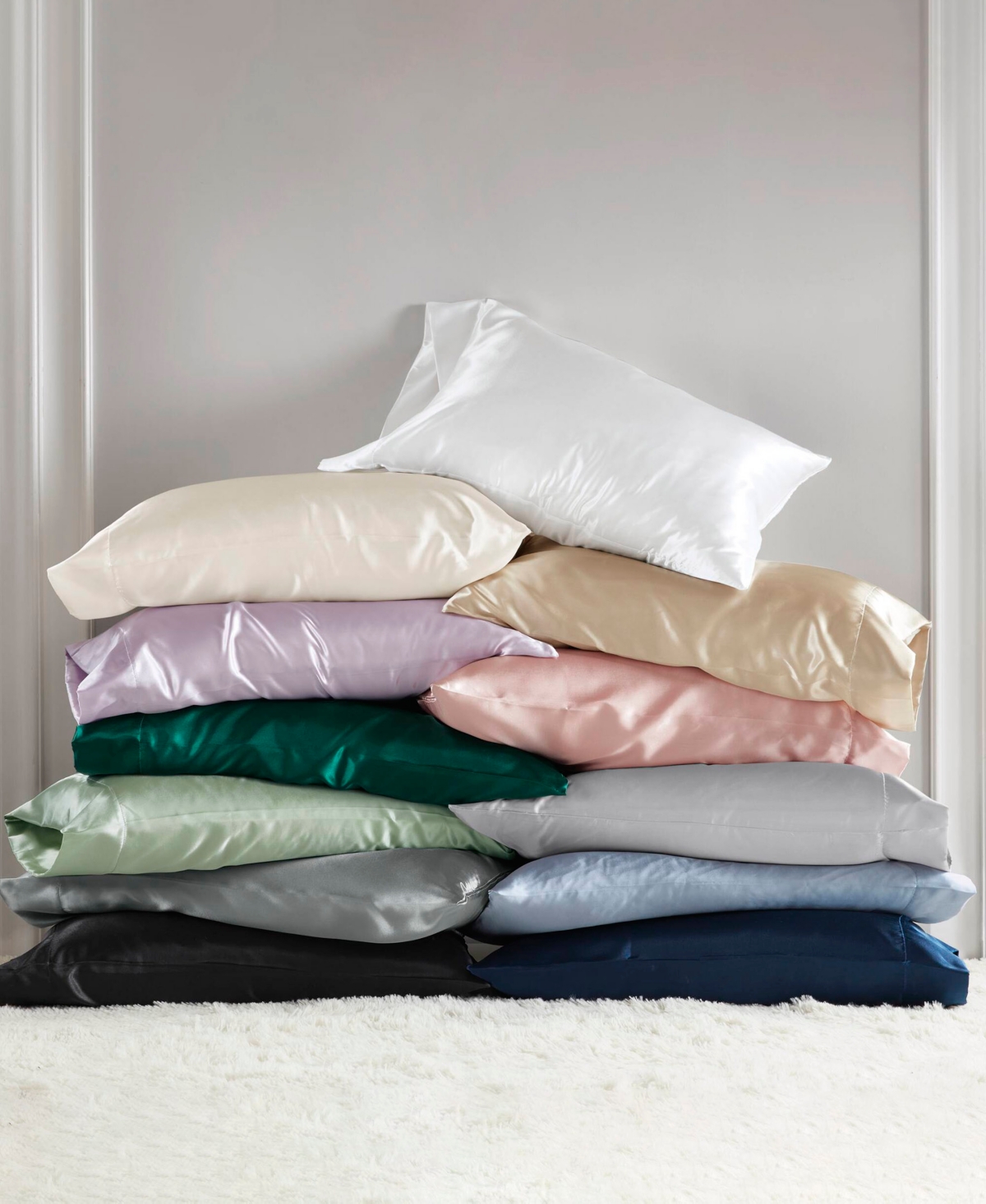Madison Park Essentials Satin Pillowcase Pair, Standard In Emerald