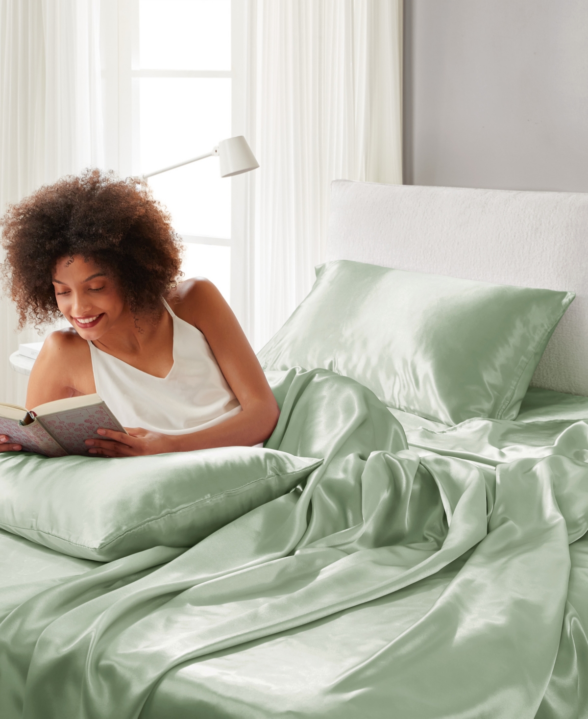 Madison Park Essentials Satin 6-pc. Sheet Set, Full In Sage