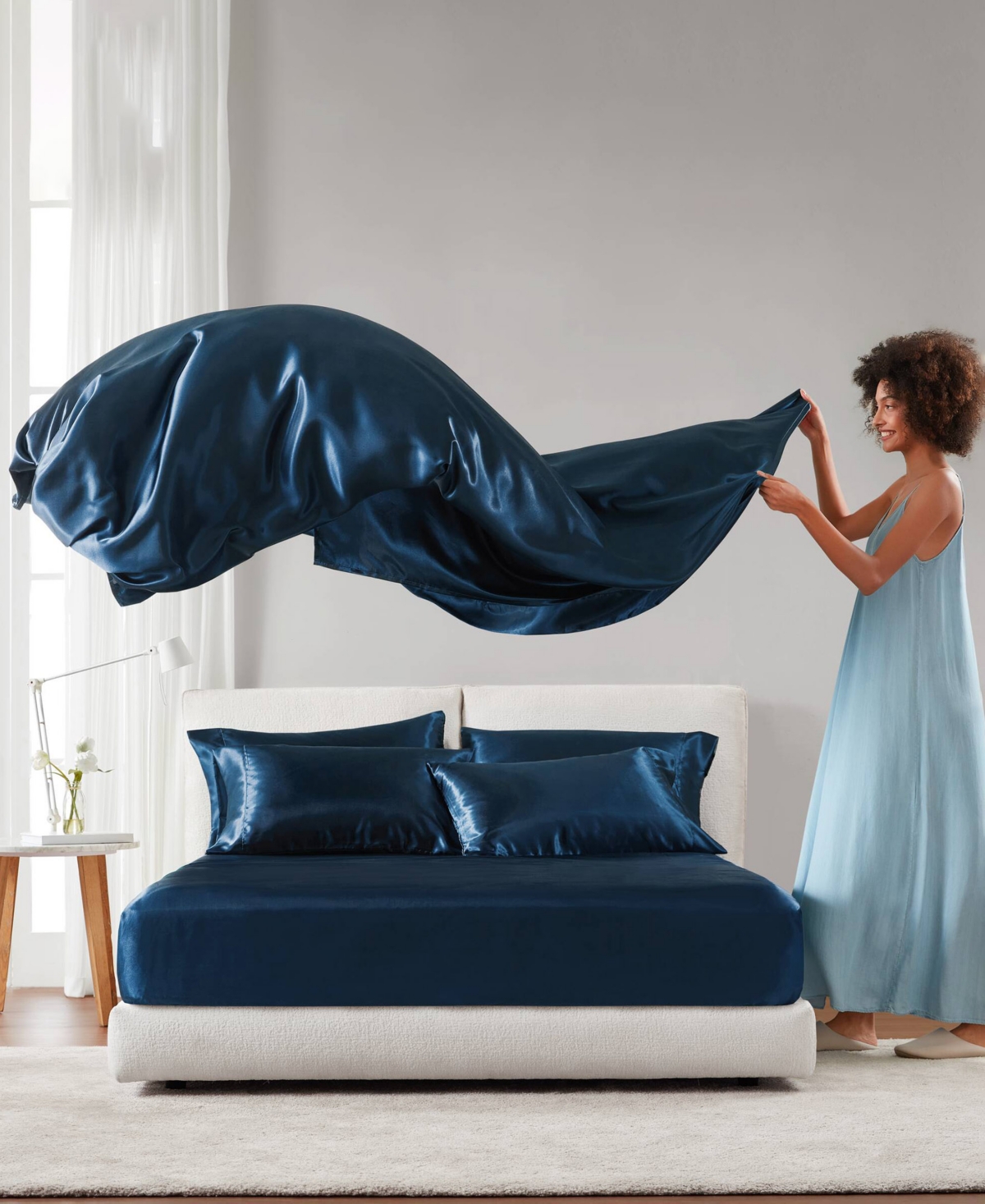 Madison Park Essentials Satin 6-pc. Sheet Set, King In Midnight Blue