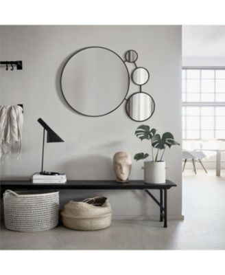 Circles Black Metal Frame Round Wall Mirror