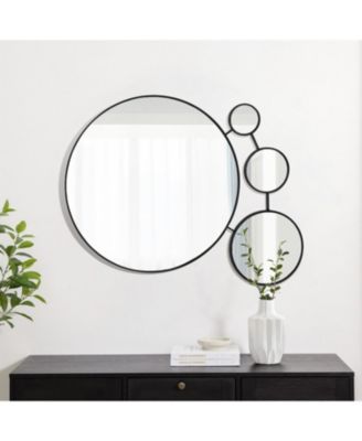 Circles Black Metal Frame Round Wall Mirror