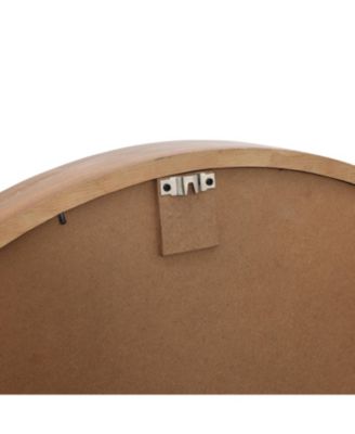 Natural Rubberwood Frame Round Wall Mirror