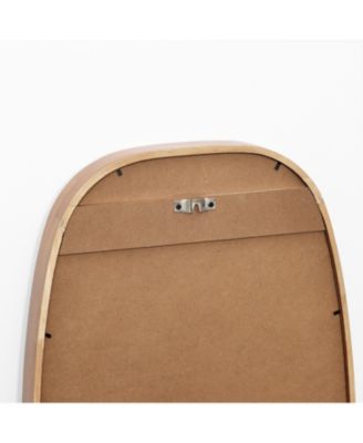 Natural Rubberwood Frame Rounded Rectangle Wall Mirror