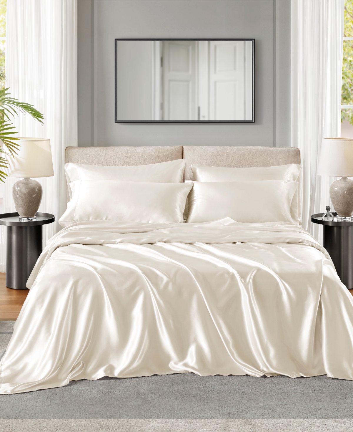 Madison Park Essentials Satin 7-pc. Sheet Set, Split King In Ivory