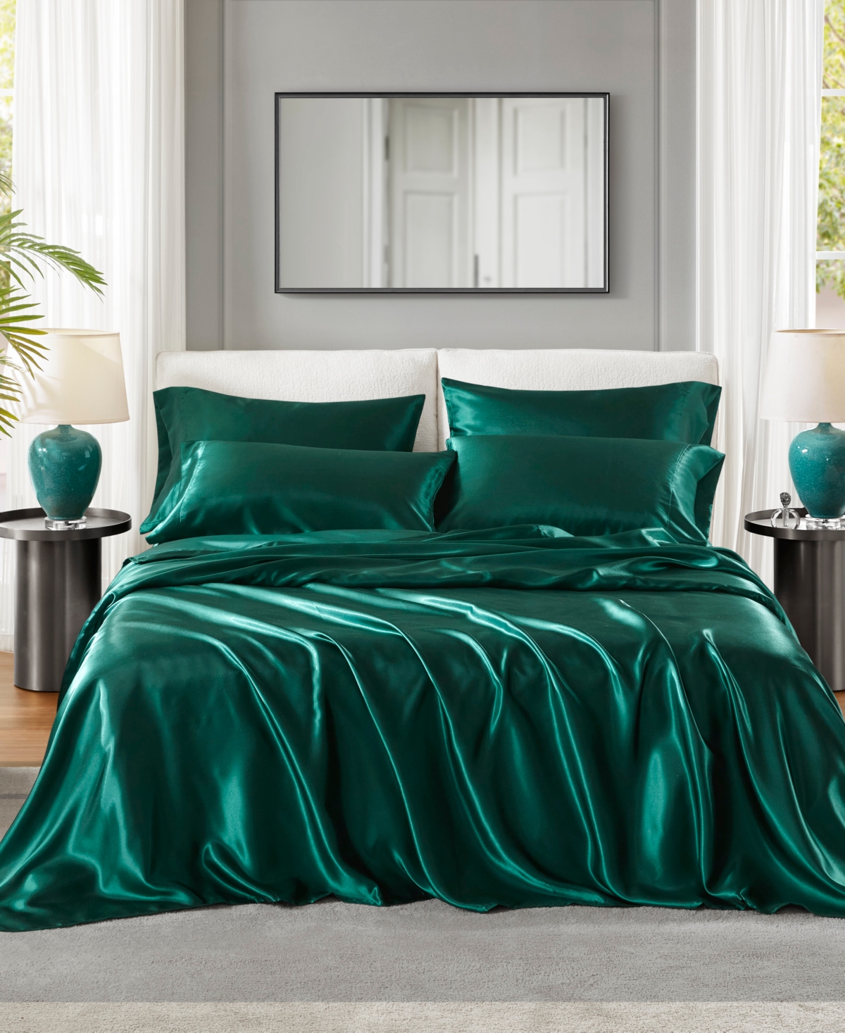 Madison Park Essentials Satin 6-pc. Sheet Set, California King In Emerald
