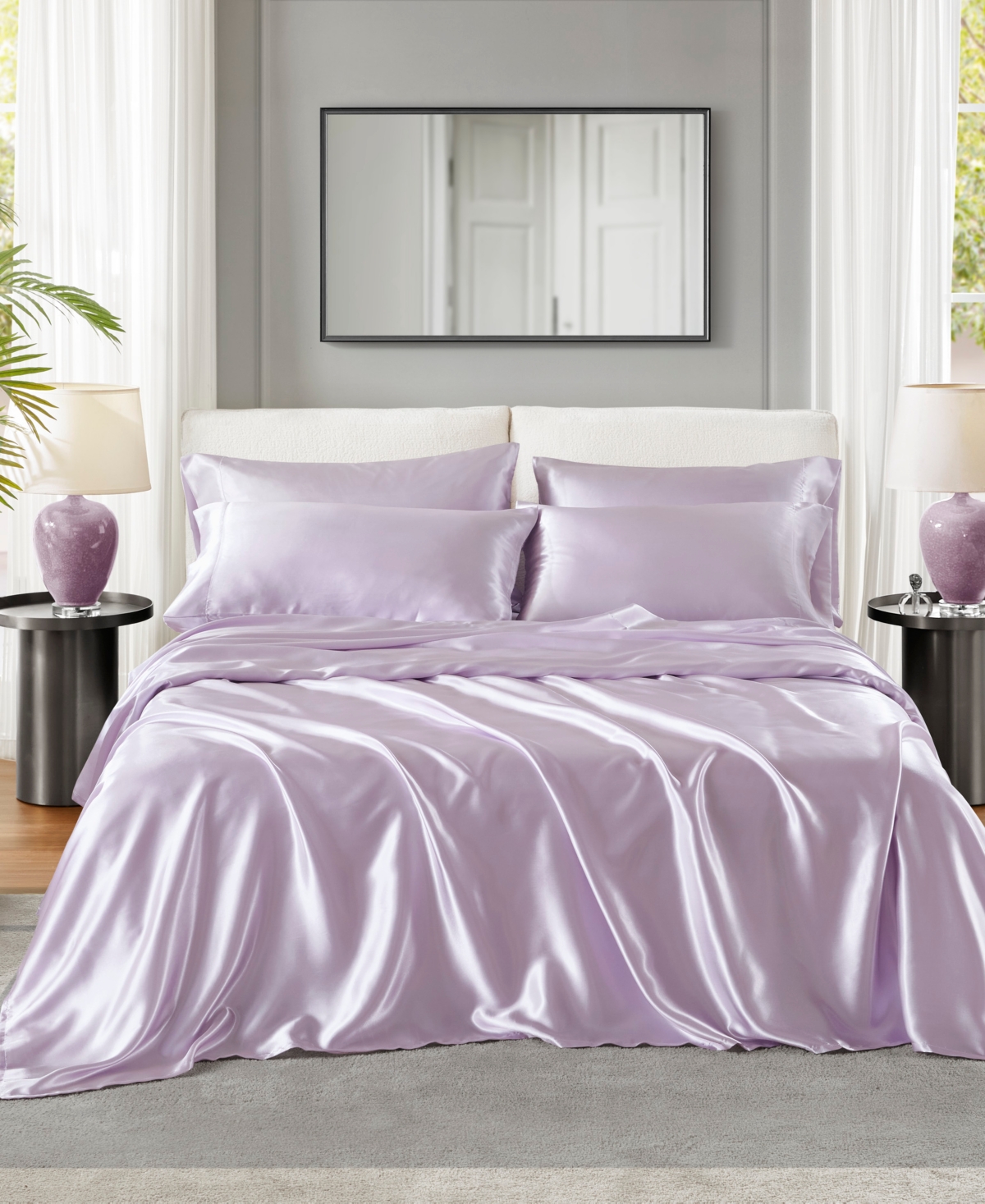 Madison Park Essentials Satin 6-pc. Sheet Set, California King In Lilac