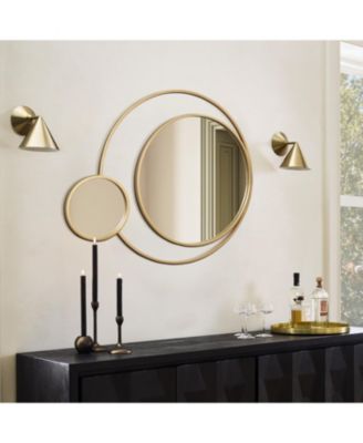 Orbit Modern Gold Metal Frame Round Wall Mirror