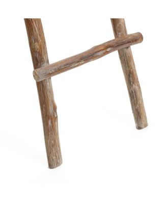 Solid Wood Natural 4-Rung 59-Inch Tall Blanket Ladder