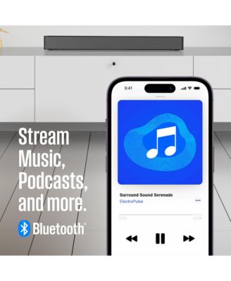 2.0 Channel Mini Sound Bar with Dolby Atmos and Dolby Digital Plus, Bluetooth and with Roku TV Ready