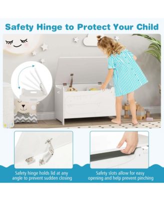 Kids Toy Box with Safety Hinge Wood Storage Chest Flip-Top Storage Organizer