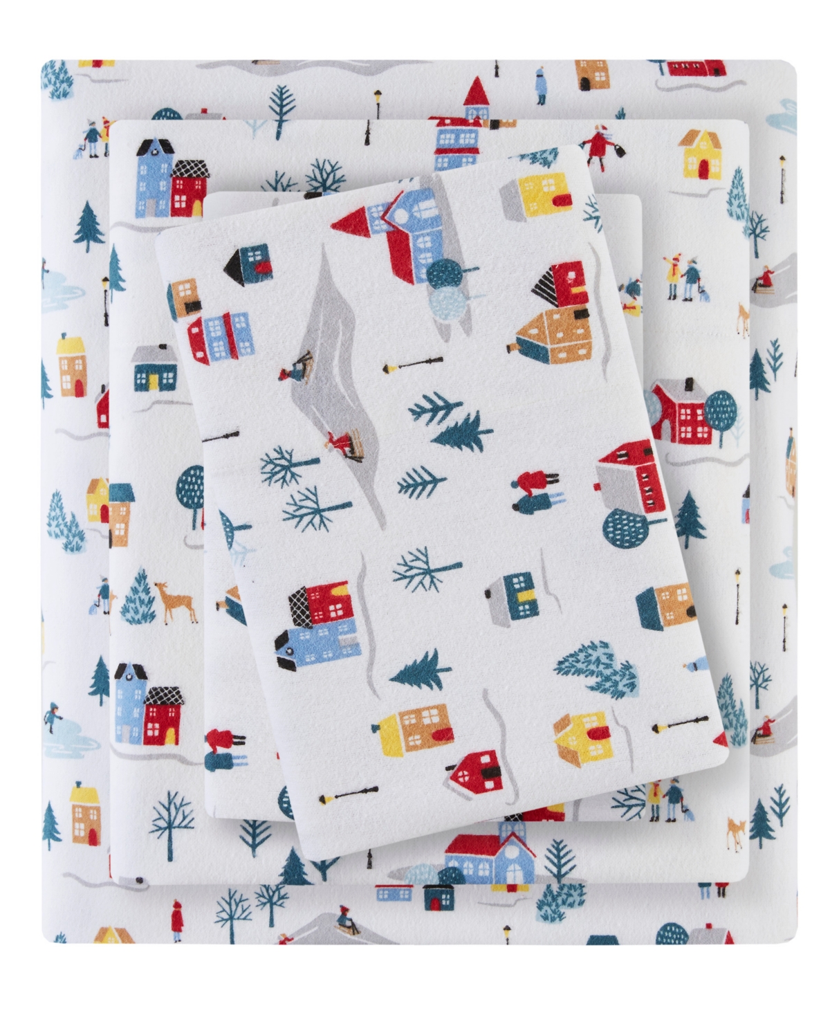 SLEEP PHILOSOPHY TRUE NORTH BY SLEEP PHILOSOPHY NOVELTY PRINTED COTTON FLANNEL 4-PC. SHEET SET, FULL 